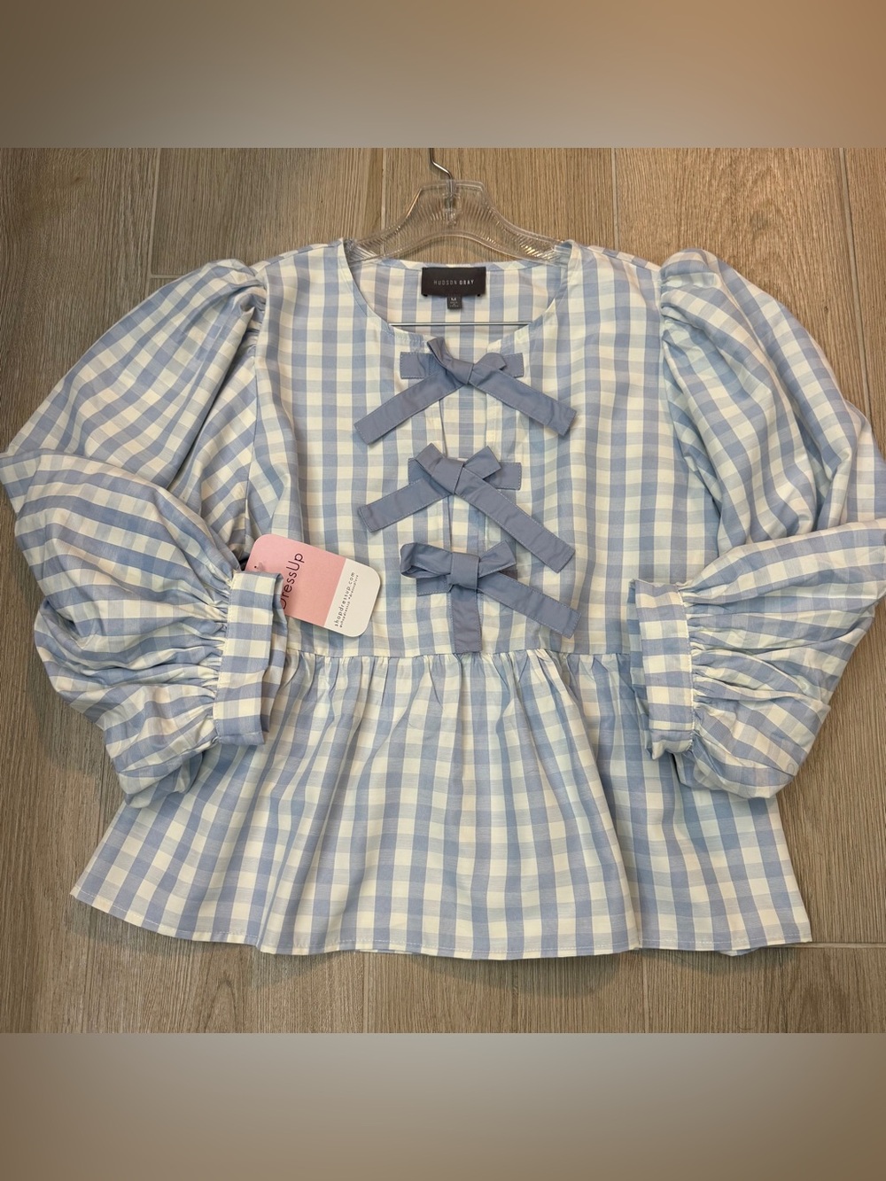 NWT Hudson Gray Gingham Peplum Top 💙
